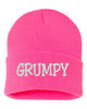 grumpy embroidered cuffed beanie hat