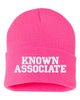 known associate embroidered cuffed beanie hat