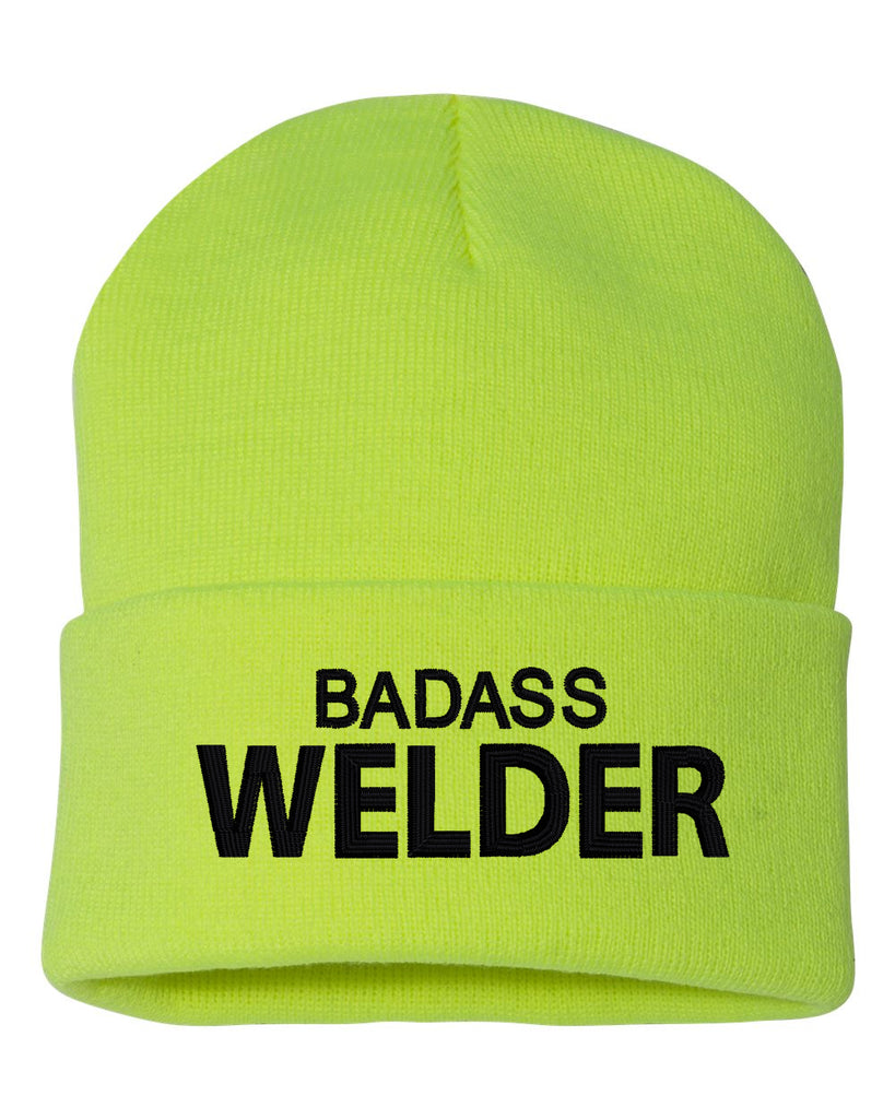 badass welder embroidered cuffed beanie hat