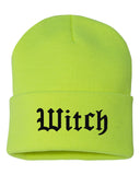 witch embroidered cuffed beanie hat