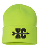 cross country xc symbol embroidered cuffed beanie hat