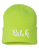 bitch embroidered cuffed beanie hat