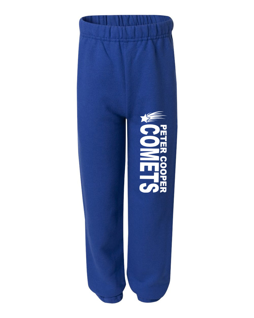 peter cooper nublend® sweatpants - 973br - royal blue w/ logo down leg.