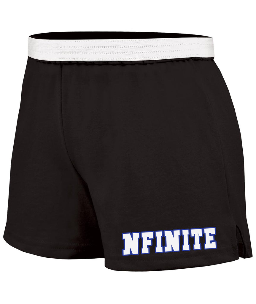 nfinite oc chasse black practice knit shorts w/ nfinite all stars logo on front.