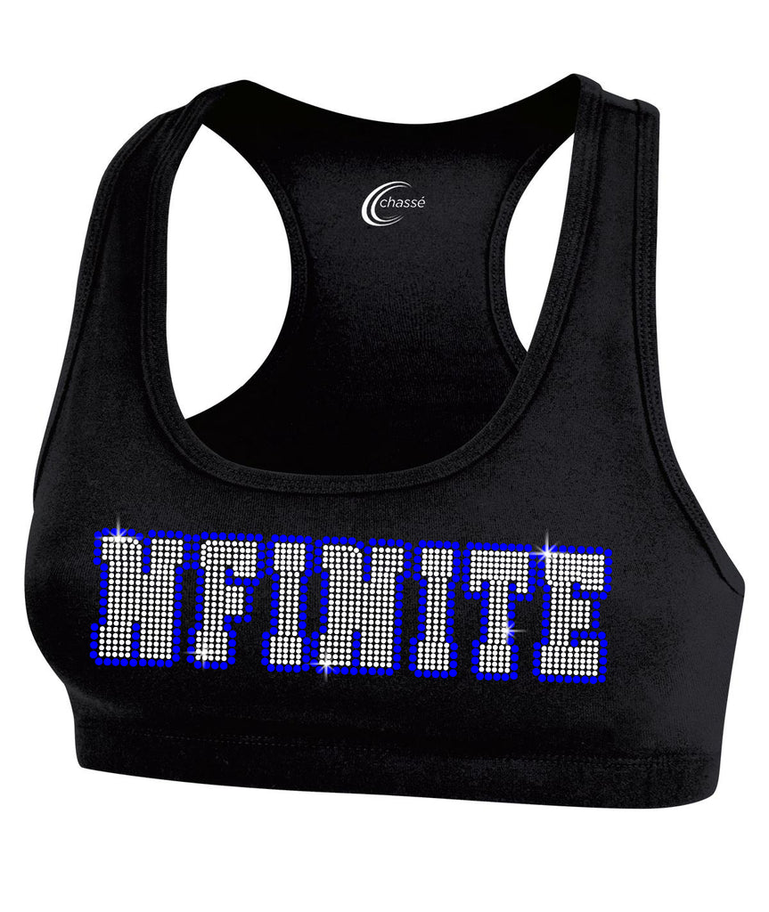 NFINITE OC Chasse Black Raceback Sports Bra w/ NFINITE Spangle Logo on –  StickerDad & ShirtMama