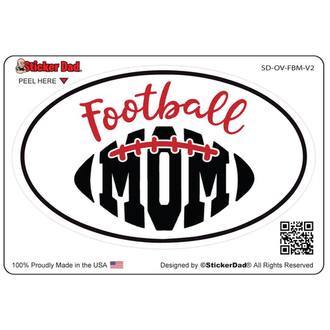 Badass Football Mom V1 Oval Full Color Printed Vinyl Decal Window Sticker