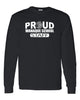 wanaque school heavy cotton black long sleeve tee w/ proud staff design on front.