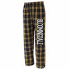 bloomingdale pta ps flannel pants - gold w/ 2 color bloomingdale down leg.