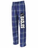 erskine school ps flannel pants - royal blue w/ 2 color logo down leg.