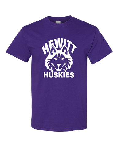 Hewitt Huskies Red Heavy Cotton™ Women’s V-Neck T-Shirt - 5V00L w/ Proud Staff on Front