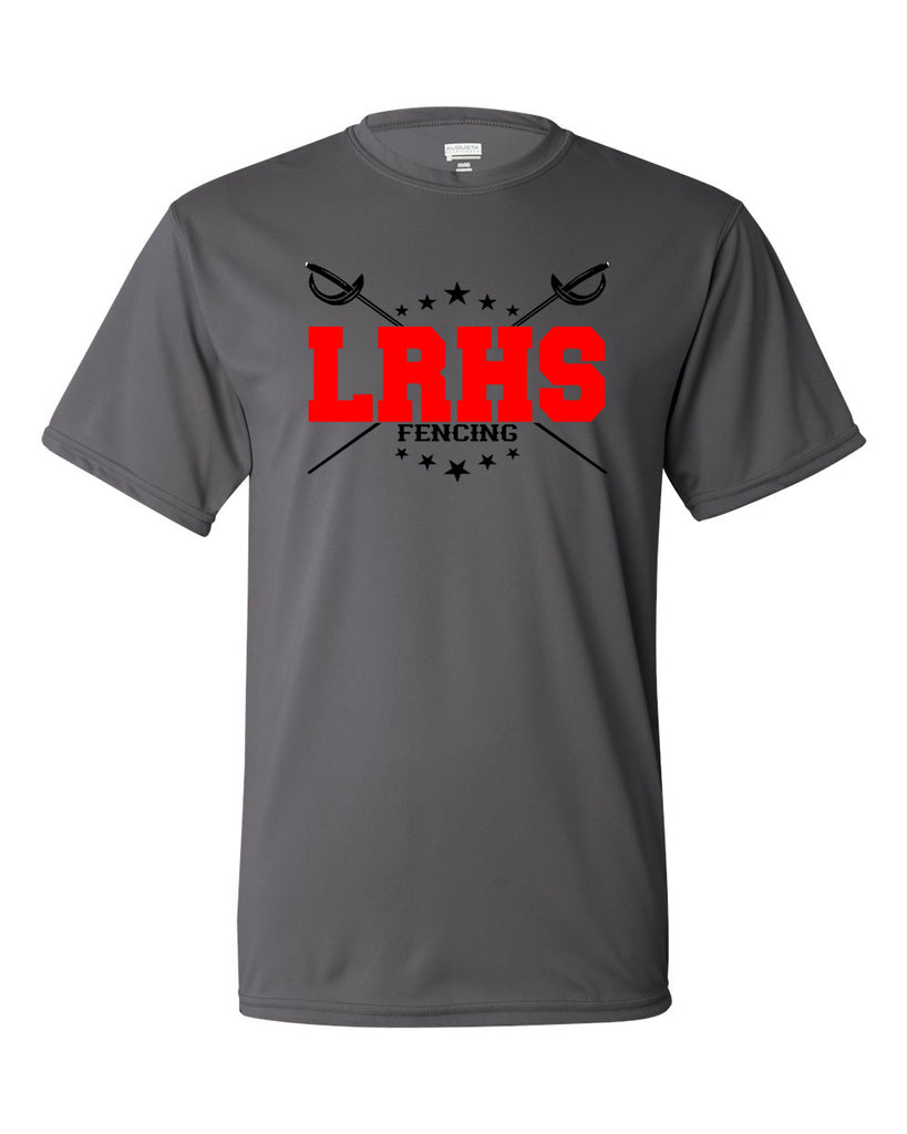 lakeland fencing graphite performance t-shirt - 7903 w/ black & red design