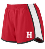 heights girls/ladies pulse team shorts w/ heights small varsity h logo on left hip.