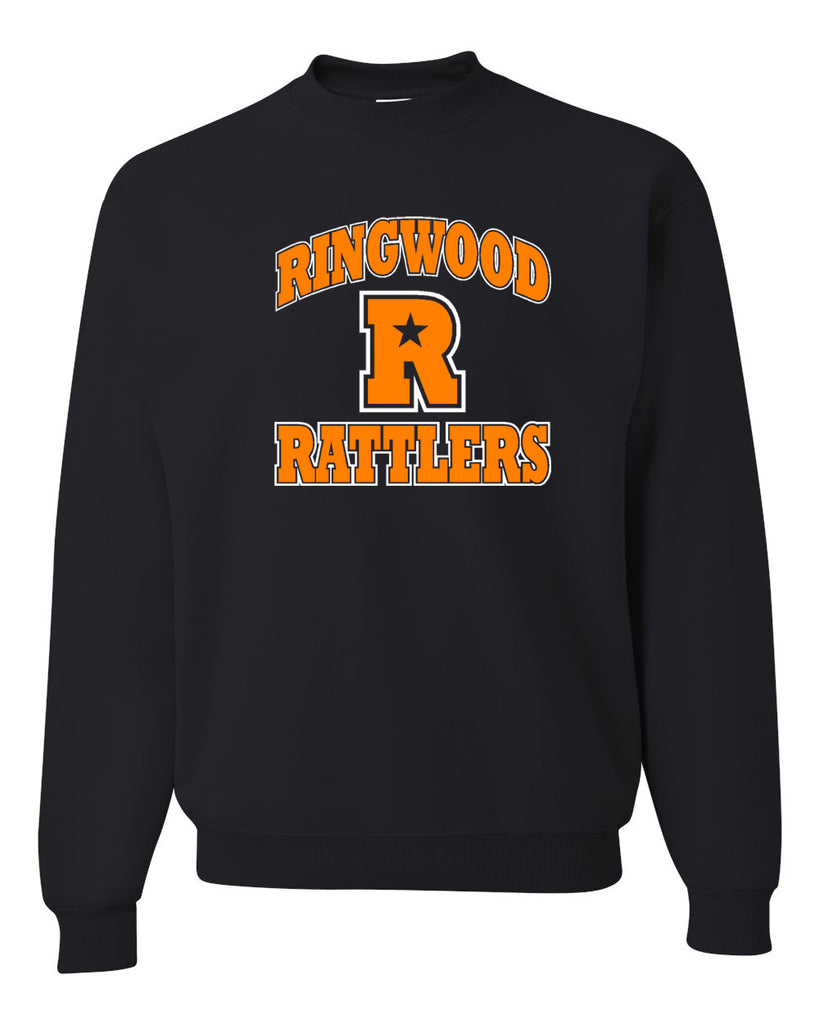 Ringwood Rattlers Black JERZEES - NuBlend® Crewneck Sweatshirt - 562MR w/ 2 Color RATTLERS Design on Front