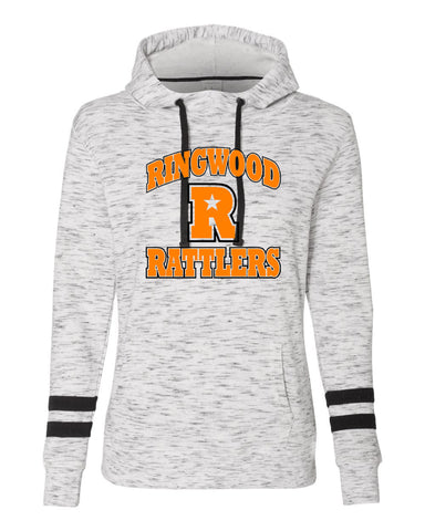 Ringwood Rattlers Black Camo ITC Women’s Lightweight Crop Hooded Sweatshirt - AFX64CRP w/ 2 Color RATTLERS Design on Front