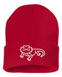cute bearded dragon embroidered cuffed beanie hat