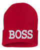 boss embroidered cuffed beanie hat