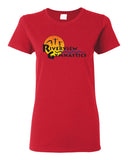 riverview gymnastics white short sleeve t-shirt w/ full color sun design on front.