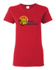 riverview gymnastics white short sleeve t-shirt w/ full color sun design on front.