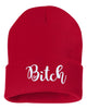 bitch embroidered cuffed beanie hat