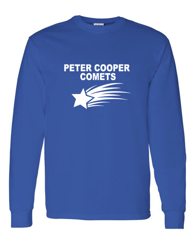 Peter Cooper Comets Royal Short Sleeve Tee w/ Logo Design 1 on Front