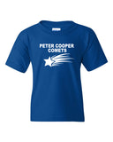 peter cooper comets royal short sleeve tee w/ logo design 1 on front