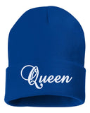 queen embroidered cuffed beanie hat