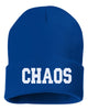 chaos embroidered cuffed beanie hat