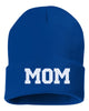 mom embroidered cuffed beanie hat