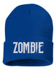 zombie embroidered cuffed beanie hat