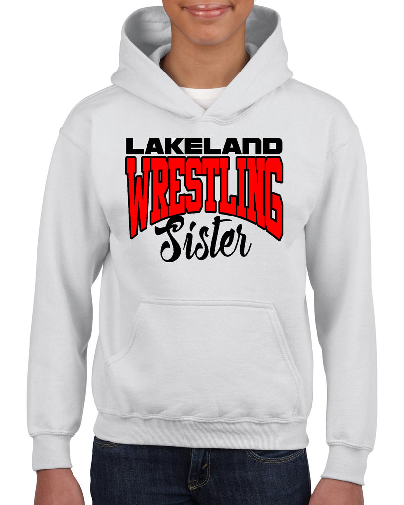 lakeland wrestling heavy blend shirt w/ lakeland wrestling sister logo on front.