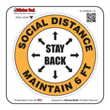 social distance 6ft stay back 118 round funny hard hat-helmet full color printed decal
