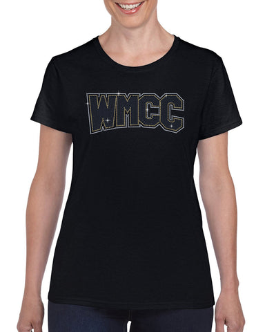 WMCC Black Long Sleeve Tee w/ WMCC Logo in 3 Color GLITTER on Front.