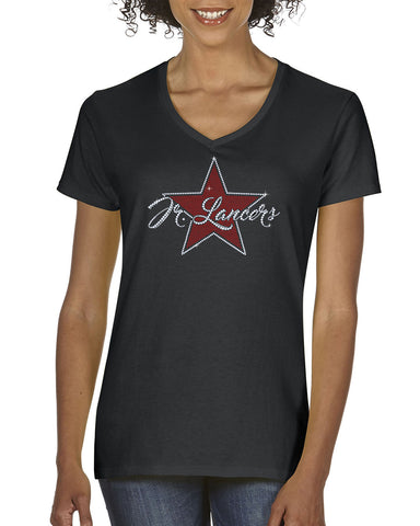 Jr Lancers Competition Cheer Advocate Striped Sleeve Shirt w/ 2 color Love Cheer Design on Front.