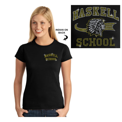 HASKELL School Black Short Sleeve Tee w/ HASKELL School "Text" in Spangle on Front. STYLE #1