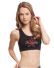 jr lancers competition cheer black sports bra w/ 2 color spangle logo on front.