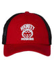 hewitt huskies sportsman - red/black sportsman - contrast-stitch mesh-back cap - 3100 - w/ logo embroidered on front.