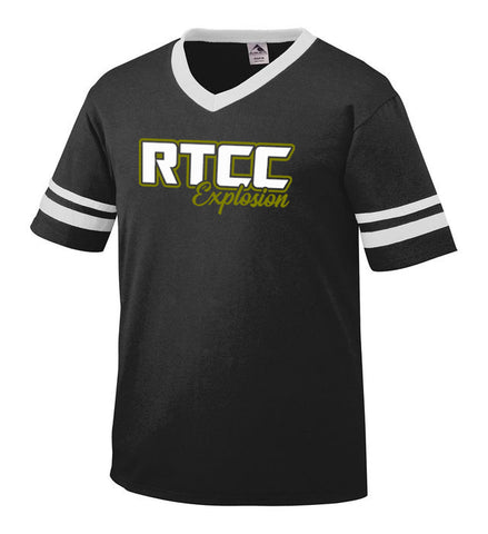 RTCC Gray Ringer Stripe Crew Shirt w/ RTCC 2 Color Burst Design on Front.