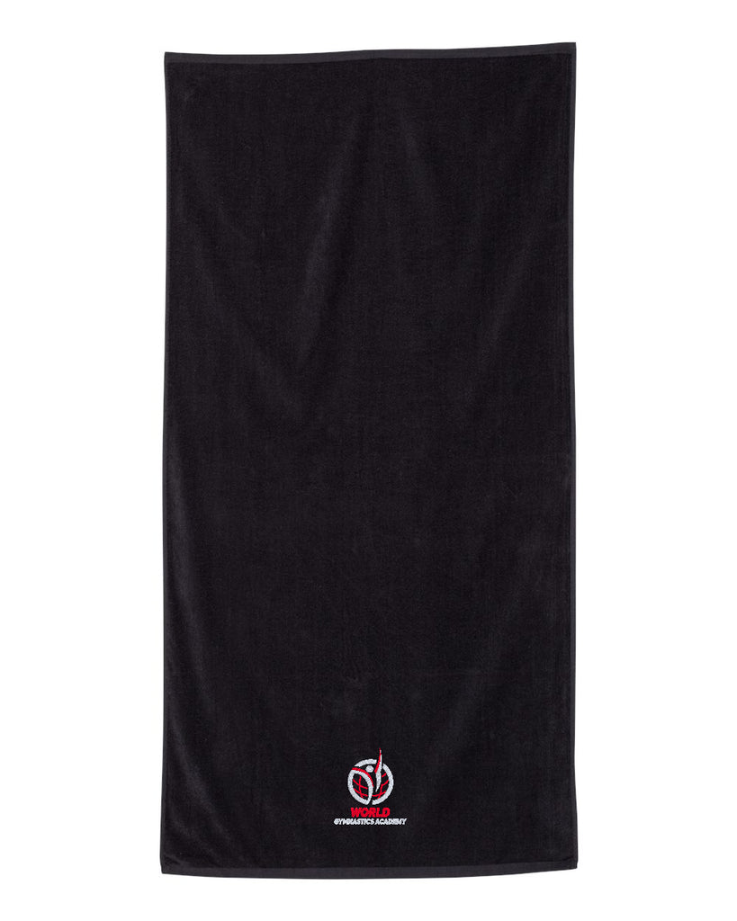 World Gymnastics Velour Beach Towel - QV3060 w/ World Gymnastics Logo Embroidered on Front Edge