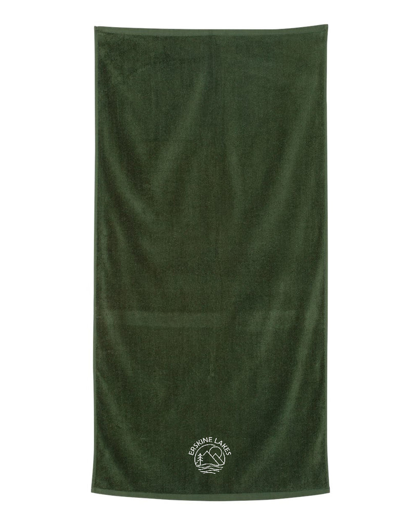Erskine Lakes Velour Beach Towel - QV3060 w/ Erskine Lakes Design Embroidered on Front Edge
