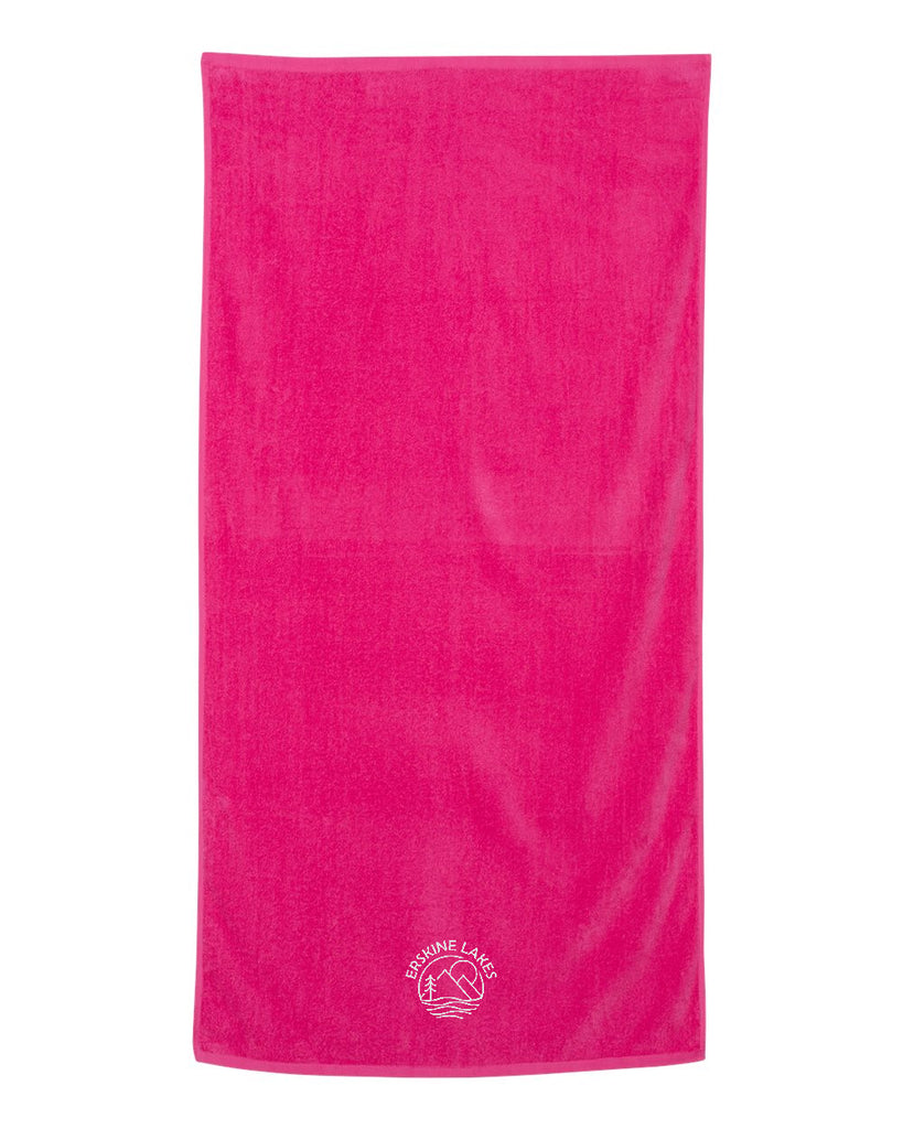 Erskine Lakes Velour Beach Towel - QV3060 w/ Erskine Lakes Design Embroidered on Front Edge