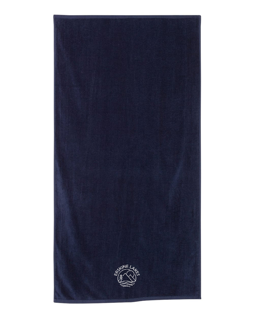 Erskine Lakes Velour Beach Towel - QV3060 w/ Erskine Lakes Design Embroidered on Front Edge