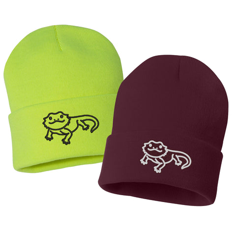 SURPRISE FACE Smile Embroidered Cuffed Beanie Hat