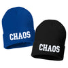 chaos embroidered cuffed beanie hat