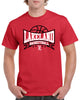 lakeland basketball red heavy blend shirt w/ lakeland basketball v3 logo on front.