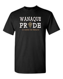 wanaque black heavy cotton shirt w/ wanaque pride design on front.