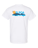 skyline lakes short sleeve tee w/ shield logo front & slpoa logo on back