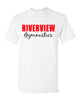 riverview gymnastics short sleeve t-shirt w/ 2 color design on front.