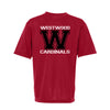 westwood cardinals red short sleeve performace tee w/ cardinals 