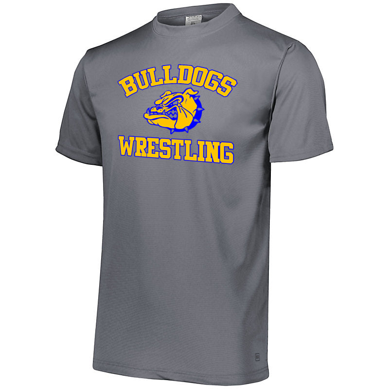 butler wrestling gray attain wicking set-in sleeve tee w/ large front 2 color design