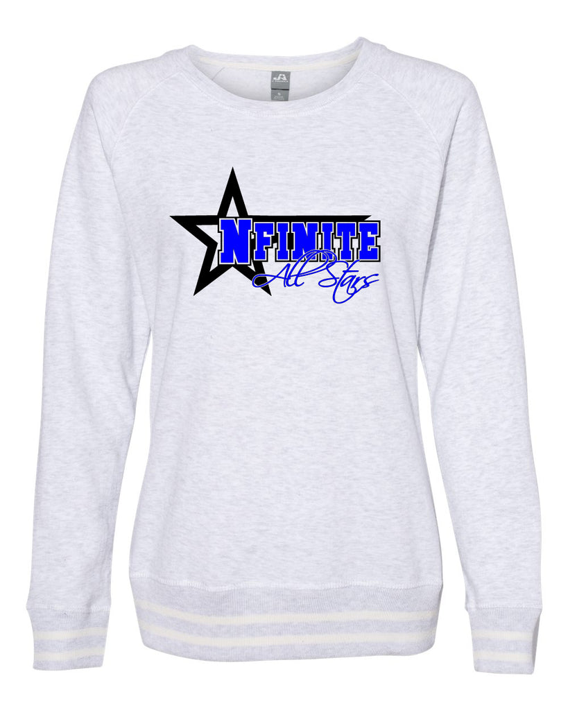 nfinite women’s relay crewneck sweatshirt - 8652 w/ nfinite side star logo on front.